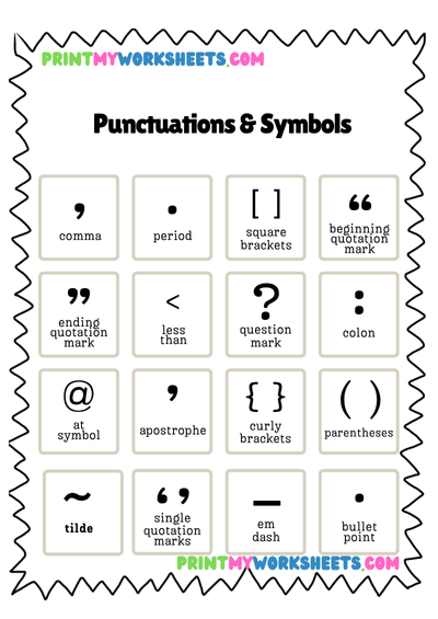 Punctuation Worksheet for First Grade