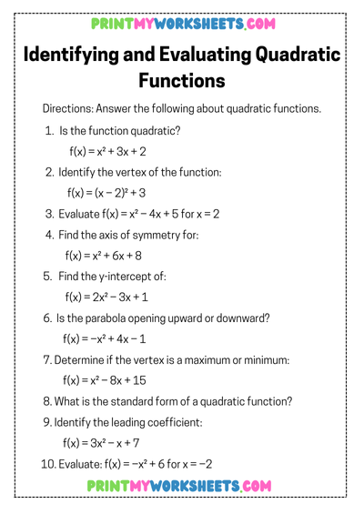 Quadratic Equations and Functions