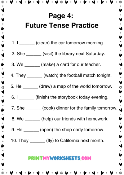 4th Grade Future Tense Practice