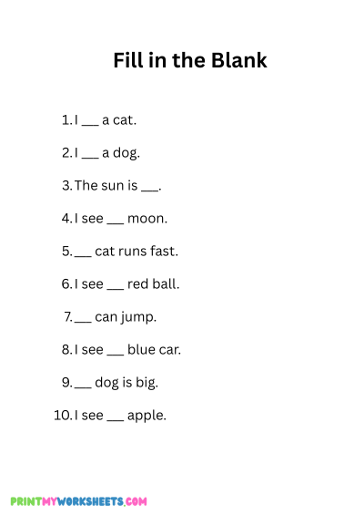 Pre-K Sight Words Worksheets